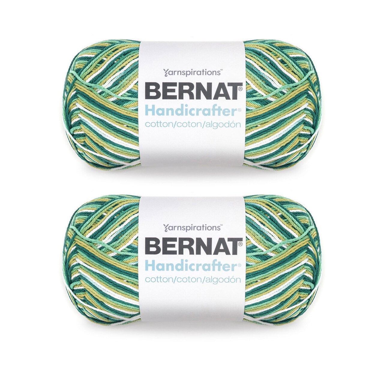 Bernat Handicrafter Cotton Big Ball June Bug Yarn - 2 Pack of 340g/12oz - Cotton - 4 Medium (Worsted) - 608 Yards - Knitting/Crochet